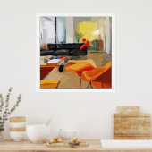 Middenmidden moderne levensruimte poster (Keuken)