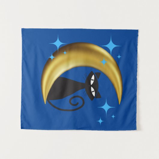 Middenmidden moderne MCM Retro Atomic Black Cat Wandkleed (Voorkant (horizontaal))