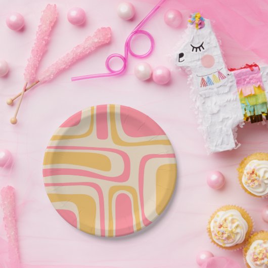 Middenmidden moderne palmspruitretro Abstract Papieren Bordje (Feest)