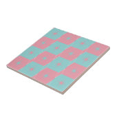 Middenmidden moderne roze en blauwe retro tegeltje (Zijkant)