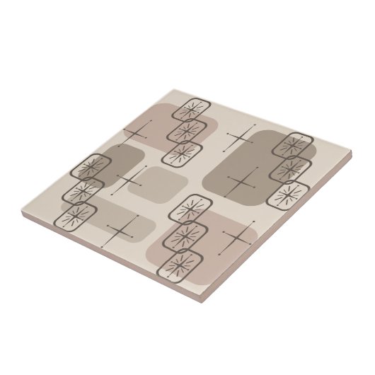 Middenmidden moderne Spoetnik Taupe Tegeltje (Zijkant)