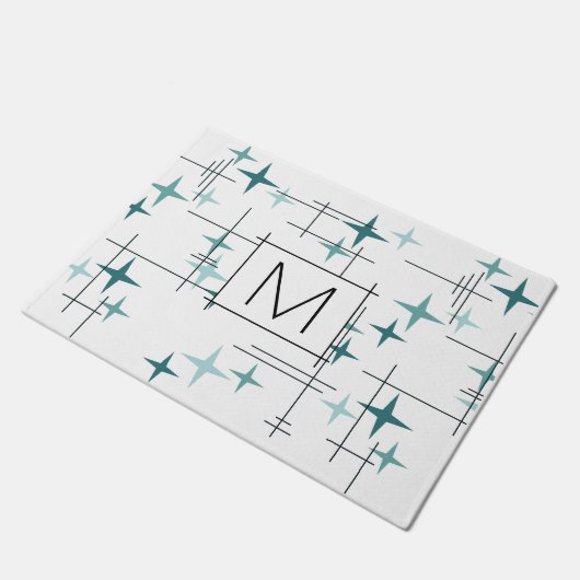 Middenmidden moderne sterren Turquoise Deurmat (Schuin)