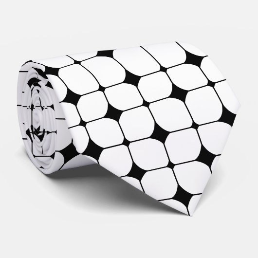 Middenmidden - zwart wit geometrisch patroon stropdas (Opgerold)