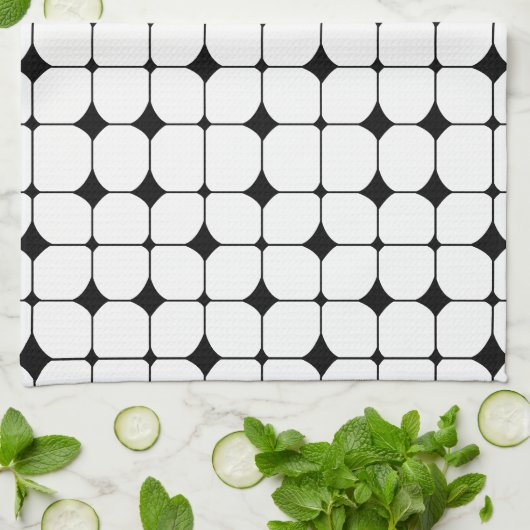 Middenmidden - zwart wit geometrisch patroon theedoek (Gevouwen)