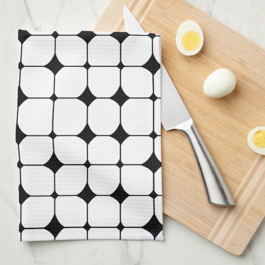 Middenmidden - zwart wit geometrisch patroon theedoek (Quarter Fold)