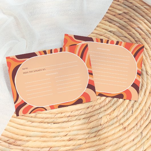 Middenmodern Oranje retro boogrecept Kaarten