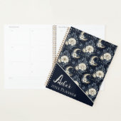 Middennacht Hemelse Bloem- en Halvemaanontwerp Planner (Display)