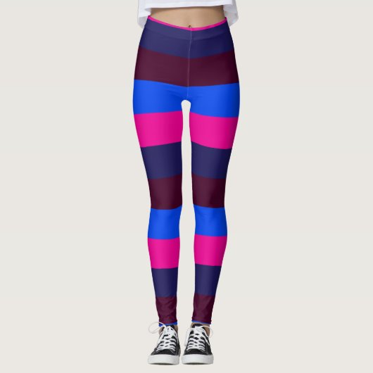 Middennacht neon strepen leggings (Voorkant)