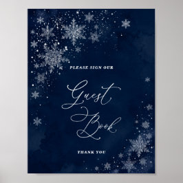 Middennacht Sneeuwvlokken Bruiloftsdienst Gastboek Poster