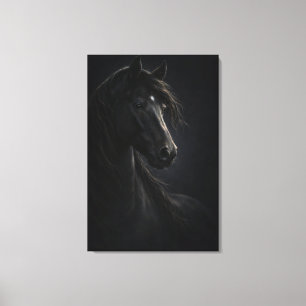 Middennachtelijke Lucht Paardenkunst Opgespann Canvas Afdruk