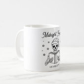 Middennachtlezer Grappige Lezende Skelet Koffiemok (Voorkant links)