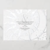 Middennachtsterren Maan Zon Hemelse Trouw Zilver Folie Uitnodiging (Voorkant)