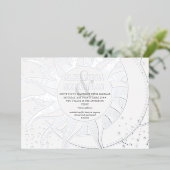 Middennachtsterren Maan Zon Hemelse Trouw Zilver Folie Uitnodiging (Staand Voorkant)