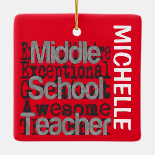 Middenschool Docent Extraordinaire CUSTOM Keramisch Ornament (Achterkant)