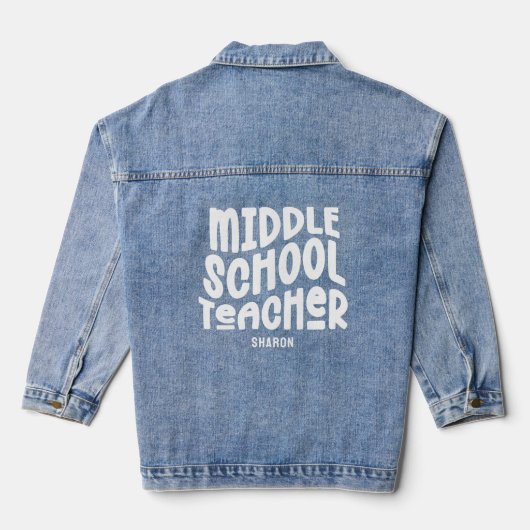Middenschool leraar waardering denim jacket (Achterkant)