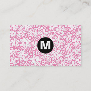 Middenveldmonogram - Blokkeerontwerp - Roze ef84b4 Visitekaartje