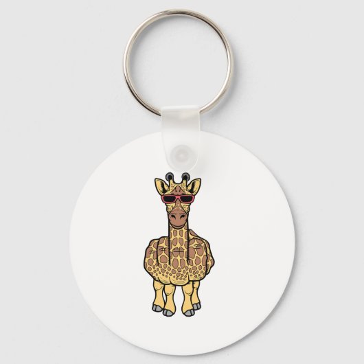 Middenvinger Giraffe Funny Offensive Rude Safari Sleutelhanger (Voorkant)