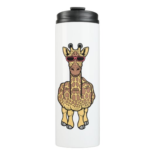 Middenvinger Giraffe Funny Offensive Rude Safari Thermosbeker (Voorkant)