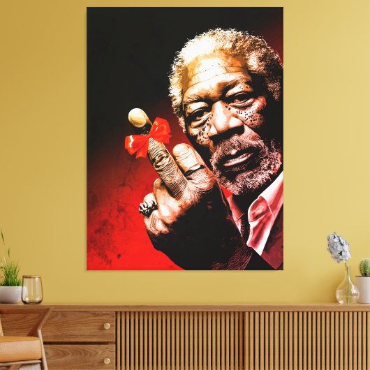 Middenvinger Kunst met Rode Strik Canvas Afdruk (Insitu (Woonkamer))