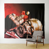Middenvinger Kunst met Rode Strik Wandkleed (In Situ (horizontaal))