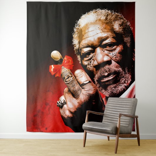 Middenvinger Kunst met Rode Strik Wandkleed (In situ)