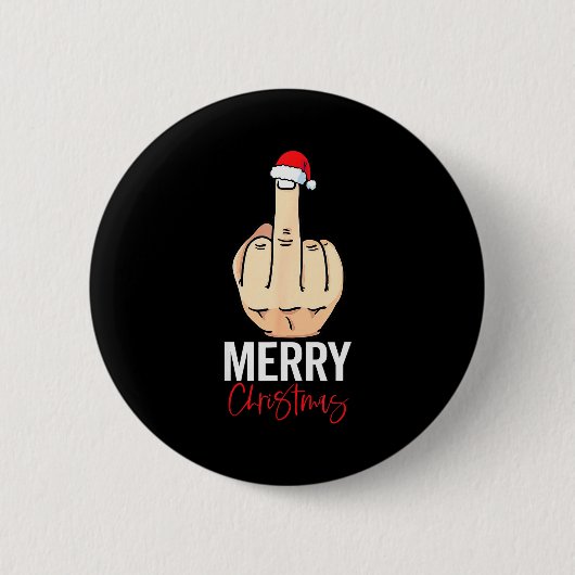 Middenvinger Prettig Kerstfeest Ronde Button 5,7 Cm (Voorkant)