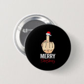 Middenvinger Prettig Kerstfeest Ronde Button 5,7 Cm (Voorkant /achterkant)