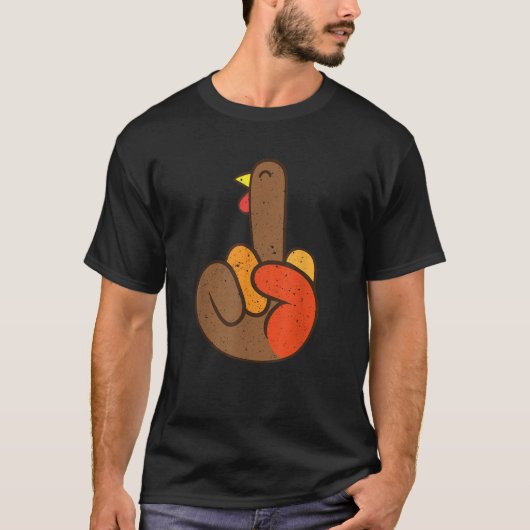 Middenvinger Turkije Dankbaar Grappige Thanksgivin T-shirt (Voorkant)