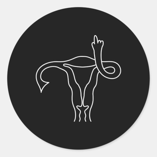 Middenvinger uterus pro keuze feminist ronde sticker (Voorkant)