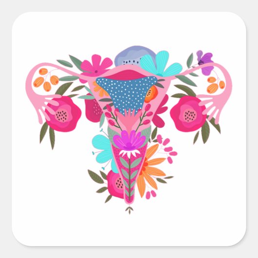 Middenvinger uterus pro keuze vierkante sticker (Voorkant)