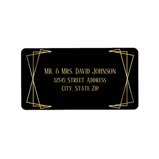 Middenvormig zwart ontwerp - adreslabel etiket (Voorkant)