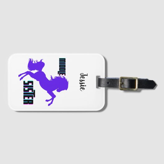 Middenzuster Paarse Pony Bagagelabel (Voorkant (horizontaal))