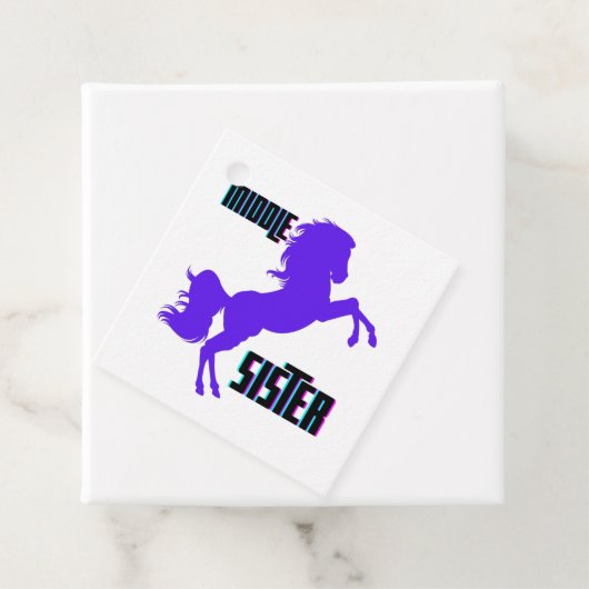 Middenzuster Paarse Pony Bedankjes Labels (In situ)