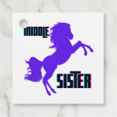 Middenzuster Paarse Pony Bedankjes Labels (Voorkant)