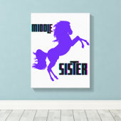 Middenzuster Paarse Pony Canvas Afdruk (Insitu (Houten vloer))