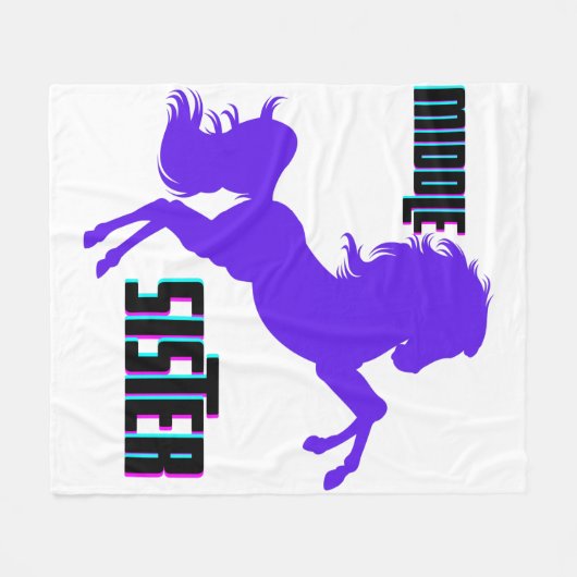 Middenzuster Paarse Pony Fleece Deken (Voorkant (Horizontaal))
