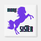 Middenzuster Paarse Pony Magneet (Voorkant)