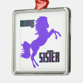 Middenzuster Paarse Pony Metalen Ornament (Links)