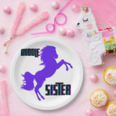 Middenzuster Paarse Pony Papieren Bordje (Feest)