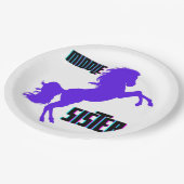 Middenzuster Paarse Pony Papieren Bordje (Gekanteld)