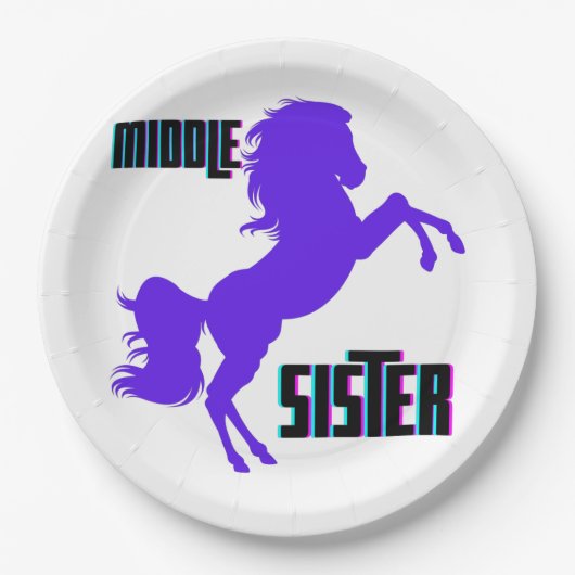 Middenzuster Paarse Pony Papieren Bordje (Voorkant)