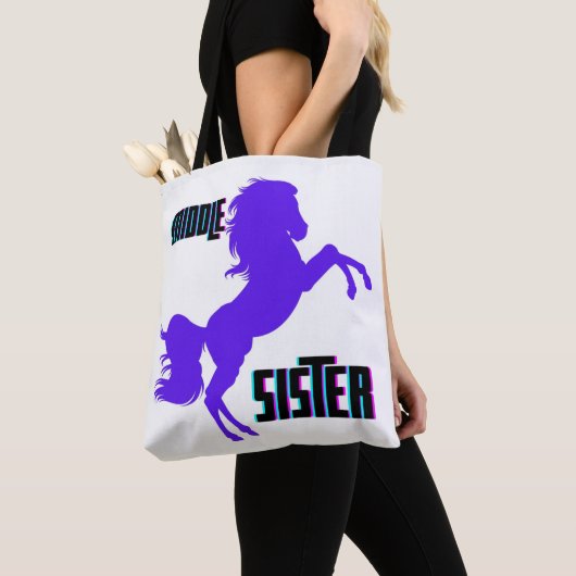 Middenzuster Paarse Pony Tote Bag (Dichtbij)