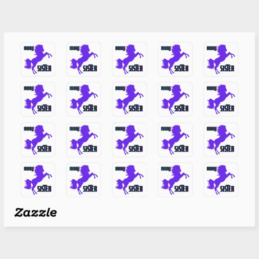 Middenzuster Paarse Pony Vierkante Sticker (Vel)