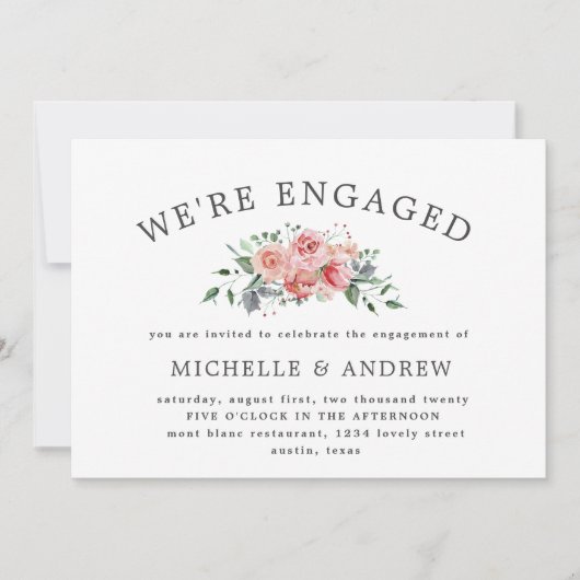 midderbloem elegant floral verloving kaart (Voorkant)