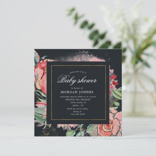 midderbloem floral square Baby shower (Staand voorkant)