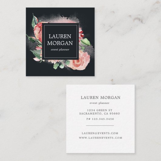 midderbloem floral square Visitekaartje (Voorkant / Achterkant)