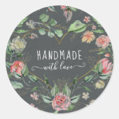 midderbloem handgemaakt met liefdeshartbloem ronde sticker (Voorkant)