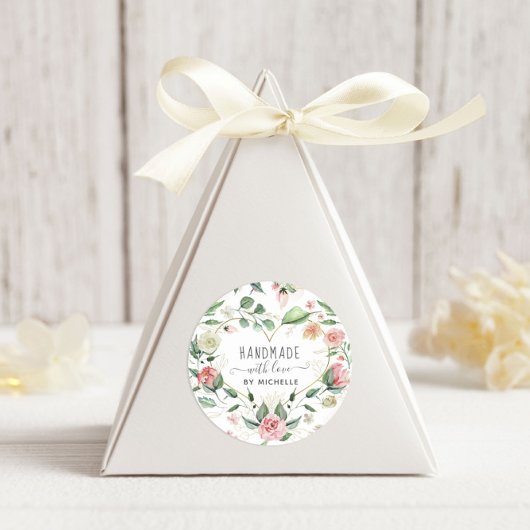 midderbloem handgemaakt met liefdeshartbloem ronde sticker