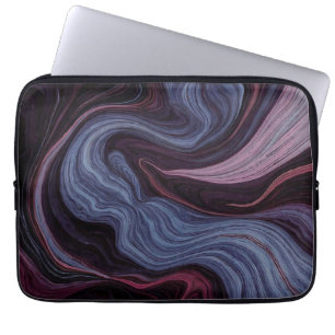 Middernacht Amethist Marmer Werveling Paars Blauw Laptop Sleeve