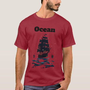 Middernacht Armada Zeilen van de Stille Zee Zwarte T-shirt